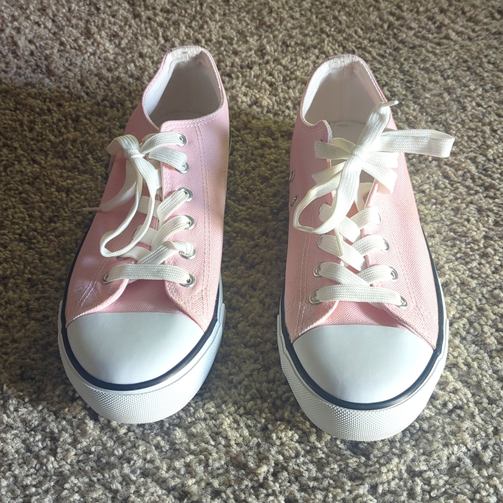 Pink Lace Up Canvas Sneakers size 10